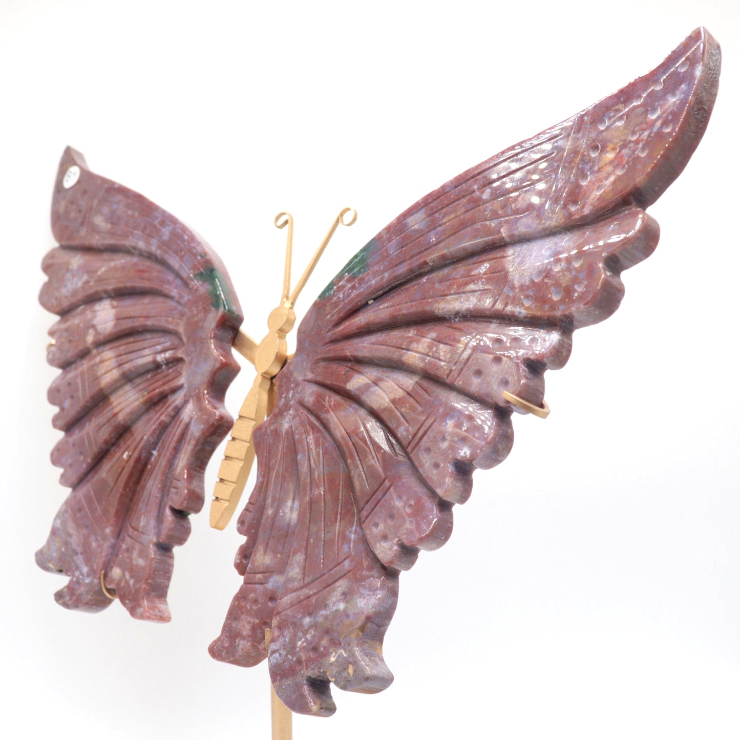 Big Natural Ocean Jasper Crystal Butterfly wings Quartz Healing + stand 1pc