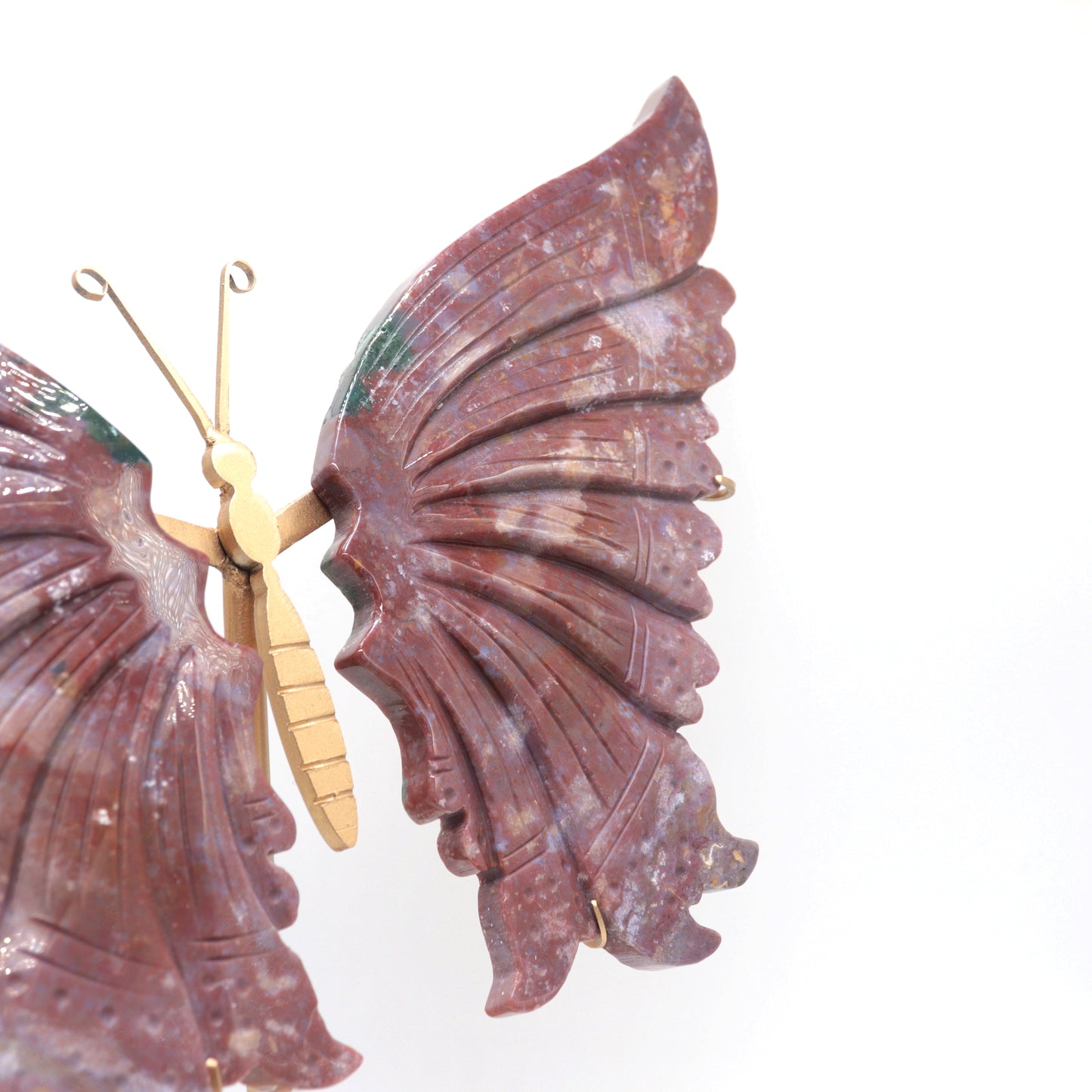 Big Natural Ocean Jasper Crystal Butterfly wings Quartz Healing + stand 1pc