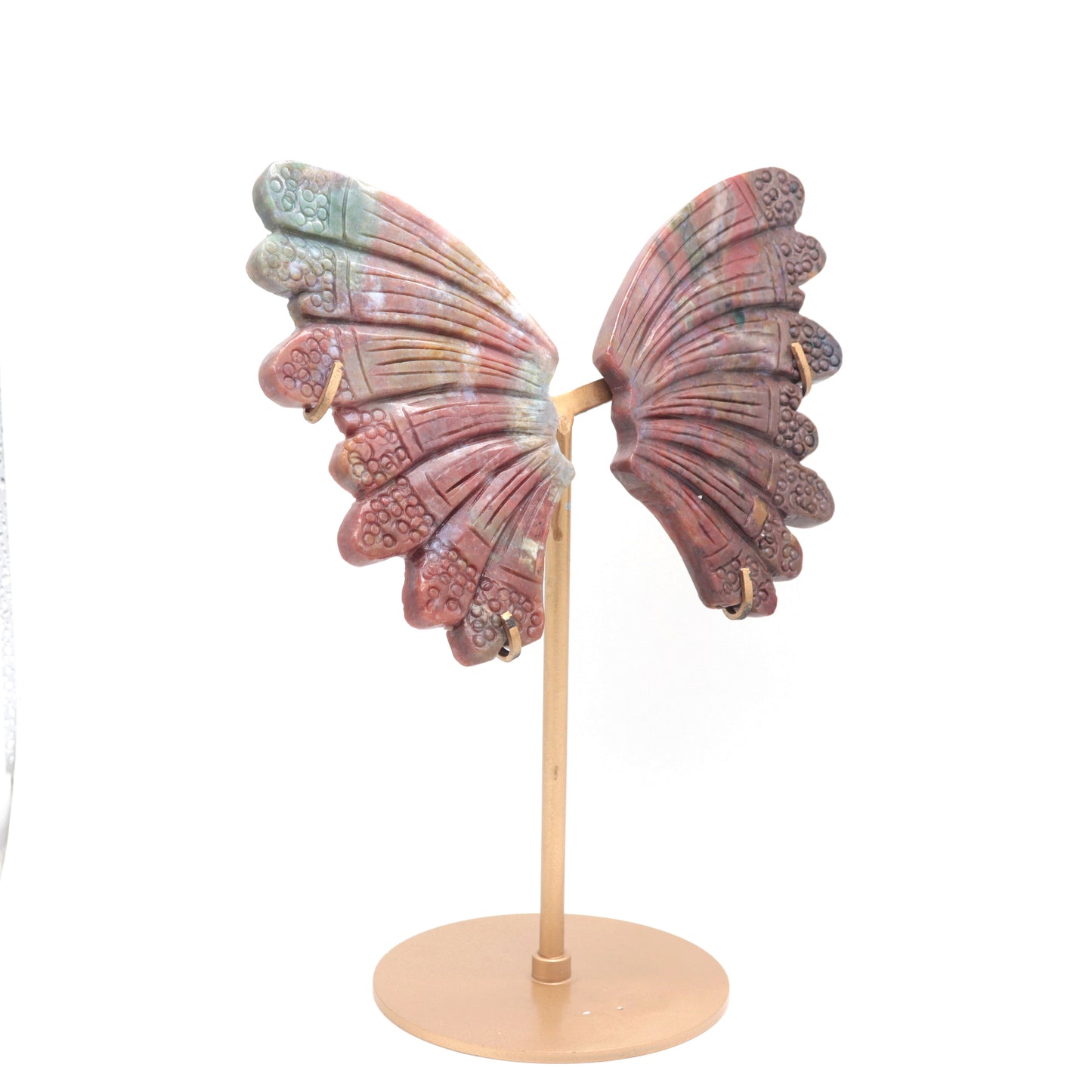 Natural Ocean Jasper Crystal Butterfly wings Quartz Healing + stand 1pc