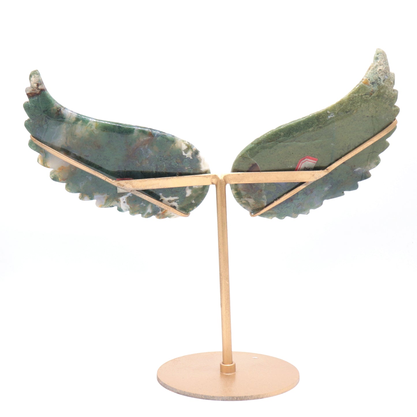 Natural Moss Agate Crystal Angel wings Quartz Healing + stand 1pc