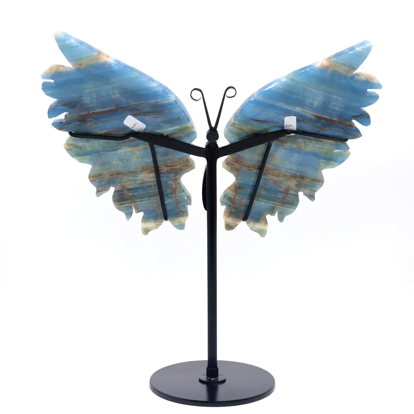 Natural Blue Onyx Crystal Butterfly wings Quartz Healing + stand 1pc