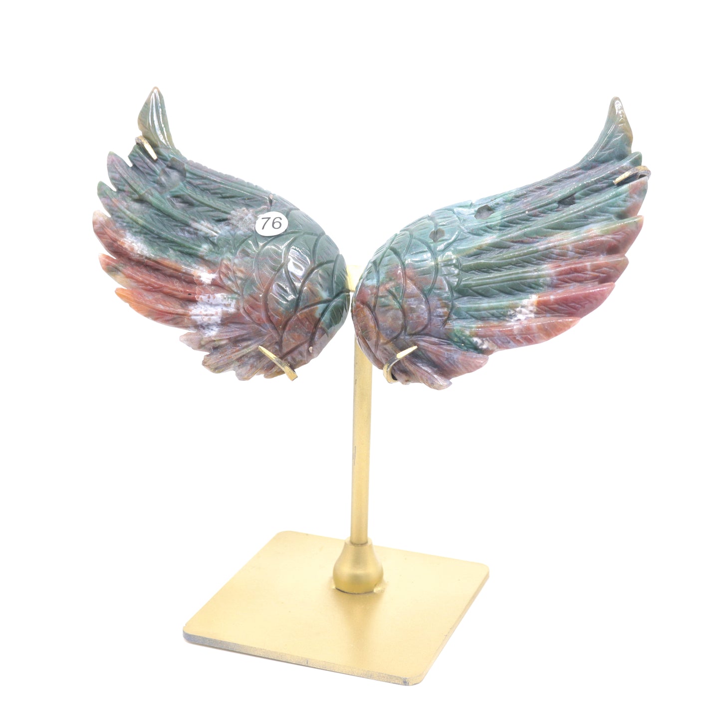 Natural Ocean Jasper Crystal Angel wings Quartz Healing + stand 1pc
