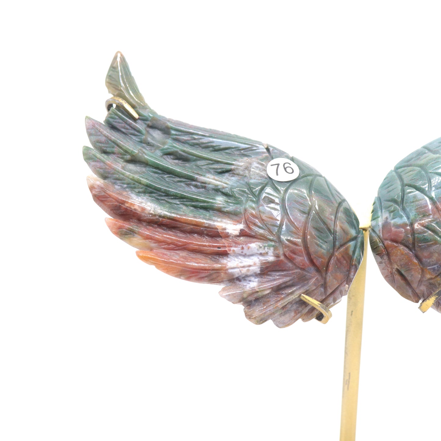 Natural Ocean Jasper Crystal Angel wings Quartz Healing + stand 1pc