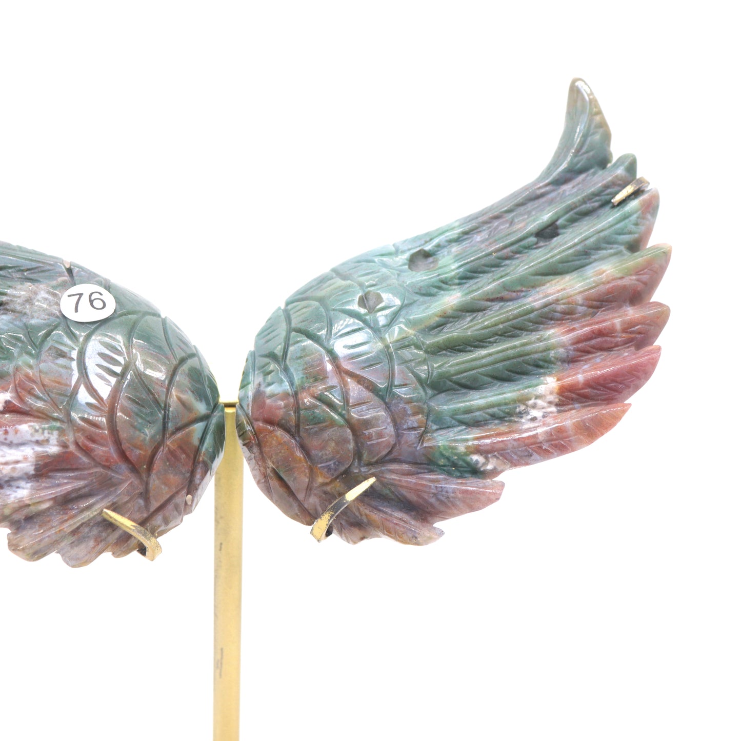 Natural Ocean Jasper Crystal Angel wings Quartz Healing + stand 1pc