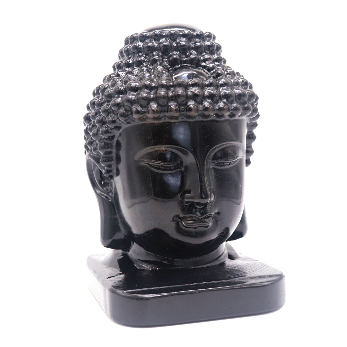 5.5lb Natural Black Obsidian Quartz Buddha Head Crystal Reiki Healing Decorate