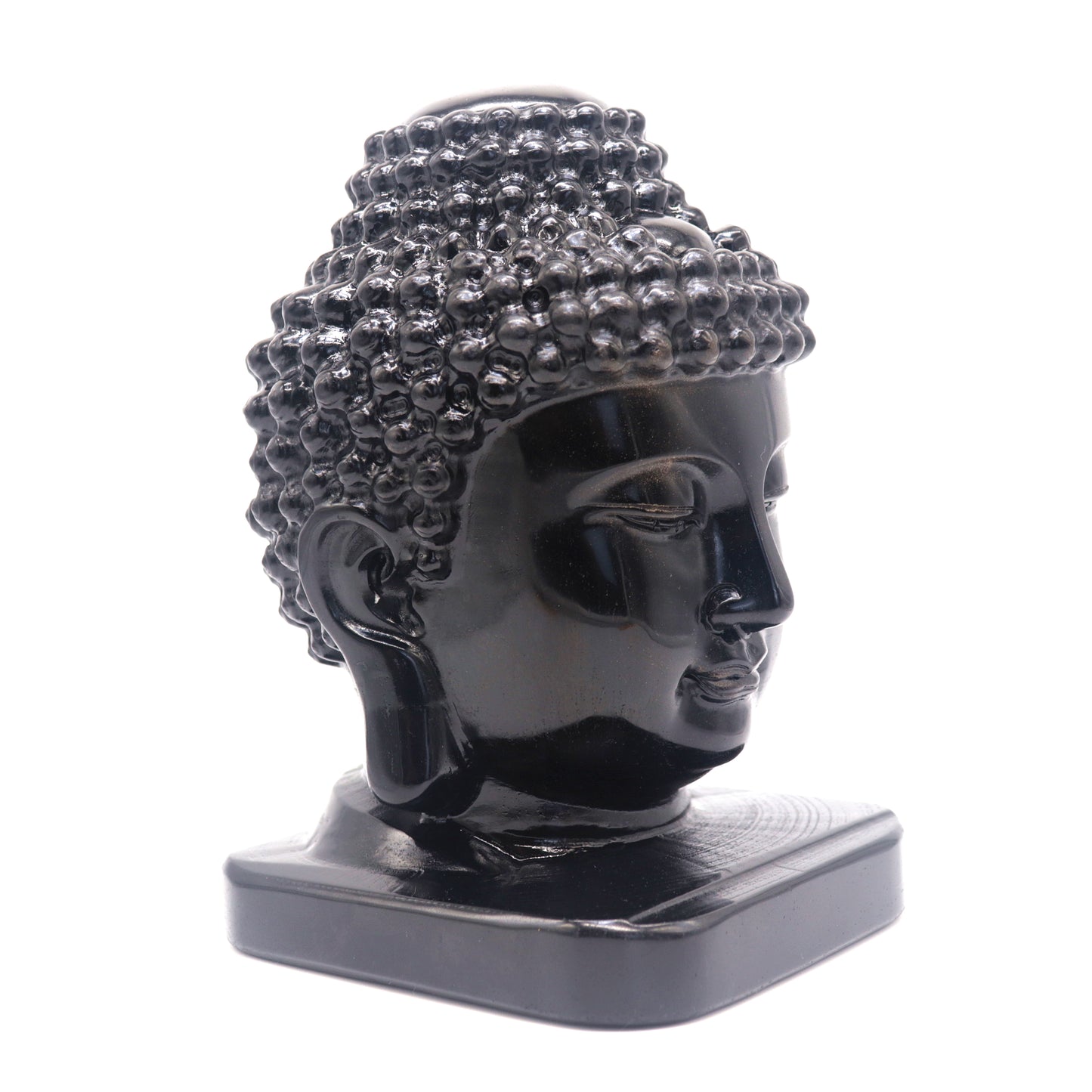 5.5lb Natural Black Obsidian Quartz Buddha Head Crystal Reiki Healing Decorate