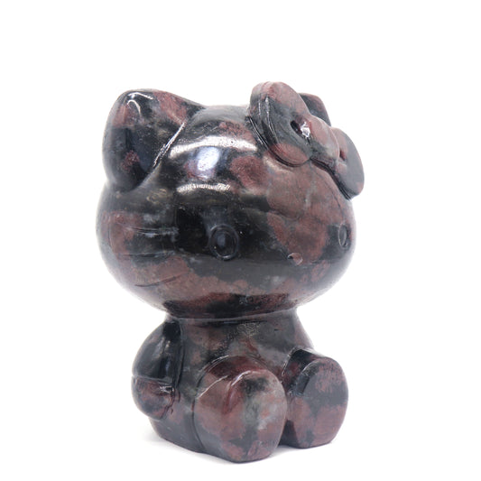 4.3lb Carved Garnet Crystal Hello Kitty Quartz Cat Reiki Gift