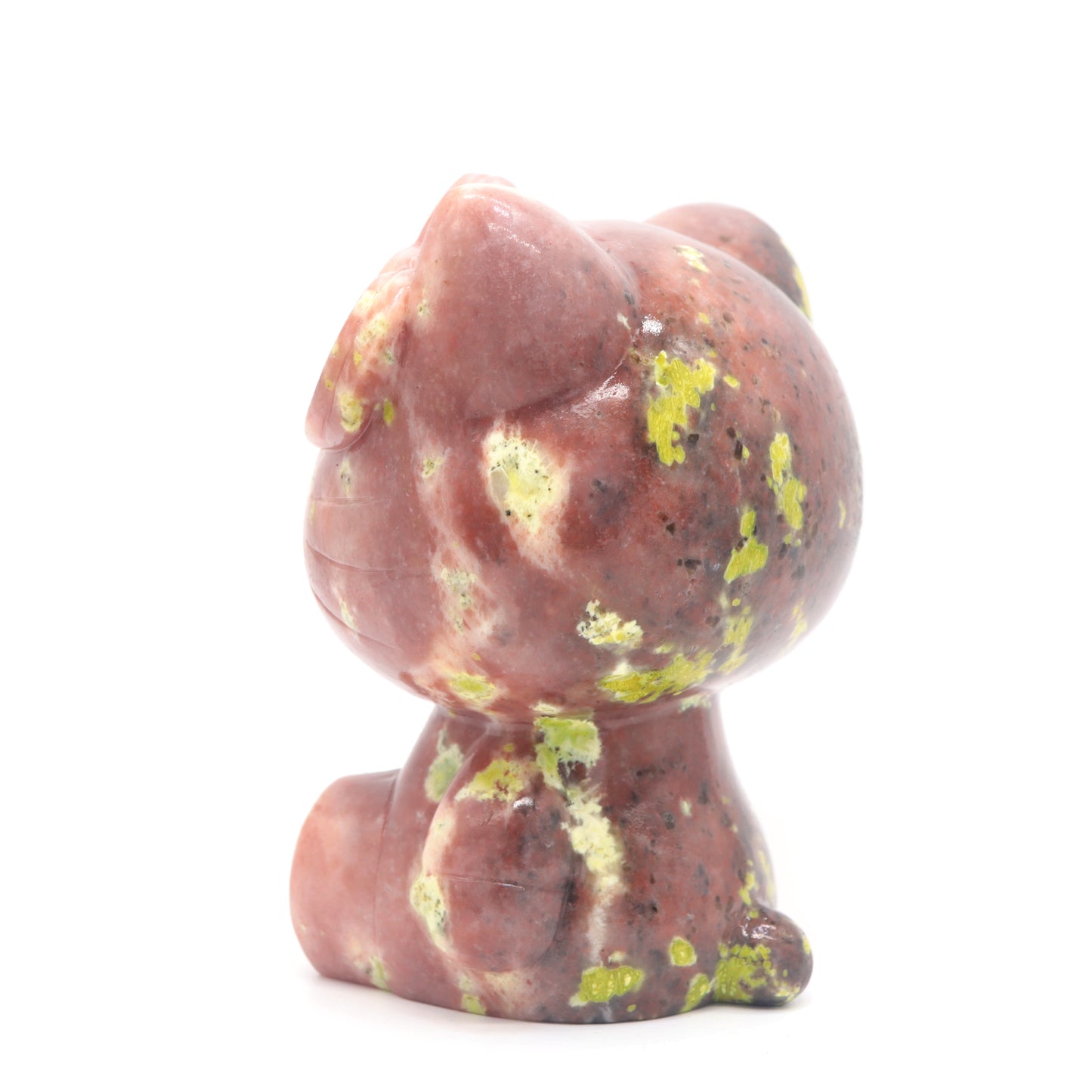 3.7lb Carved Peach Blossom Tourmaline Crystal Hello Kitty Quartz Cat Reiki Gift