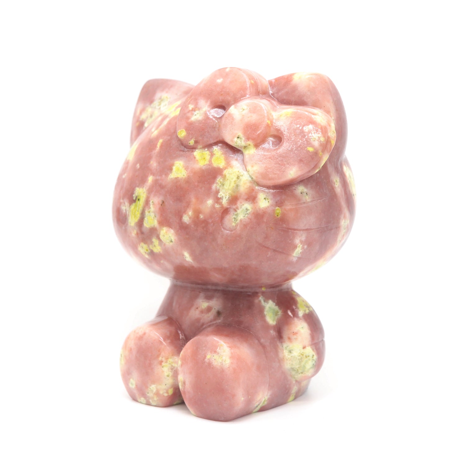 3.7lb Carved Peach Blossom Tourmaline Crystal Hello Kitty Quartz Cat Reiki Gift