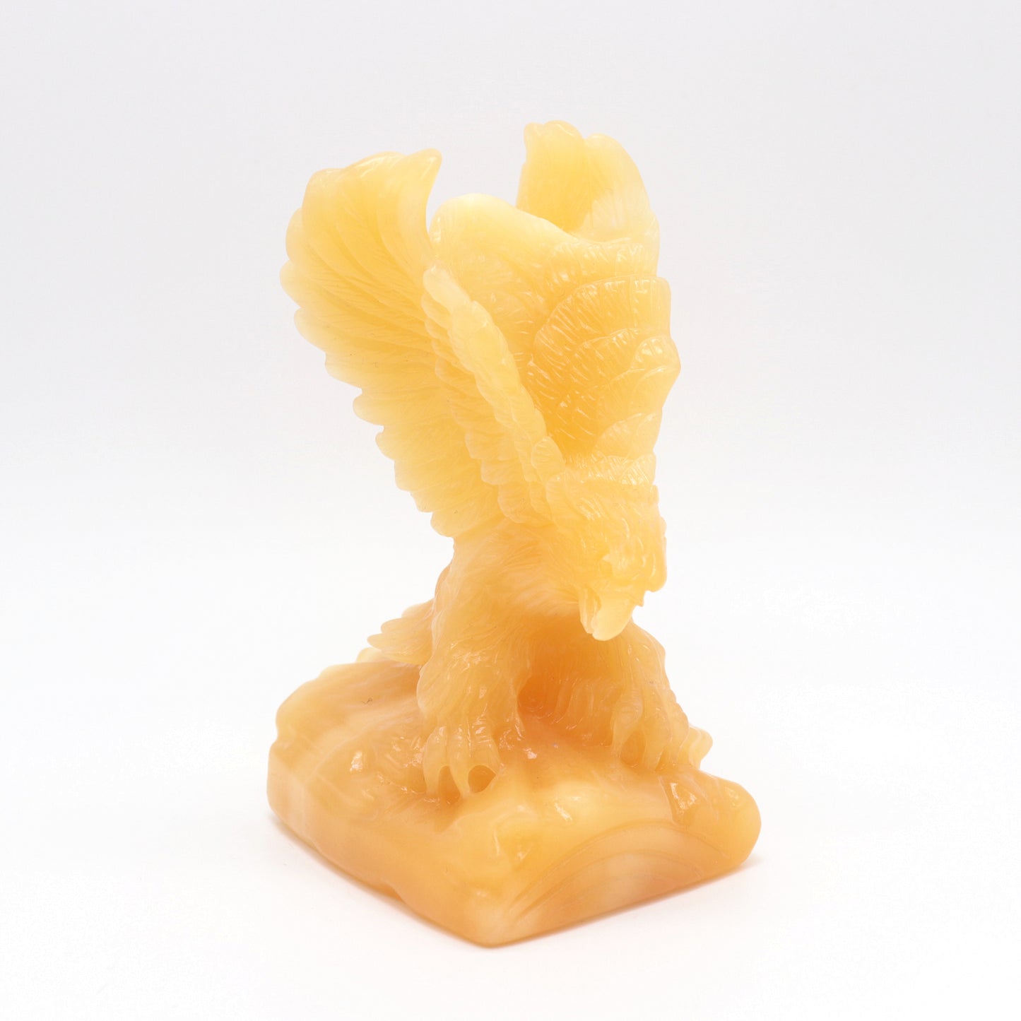 4.5" Carved Yellow Calcite Eagle Figurine Crystal Healing Decorate Gift