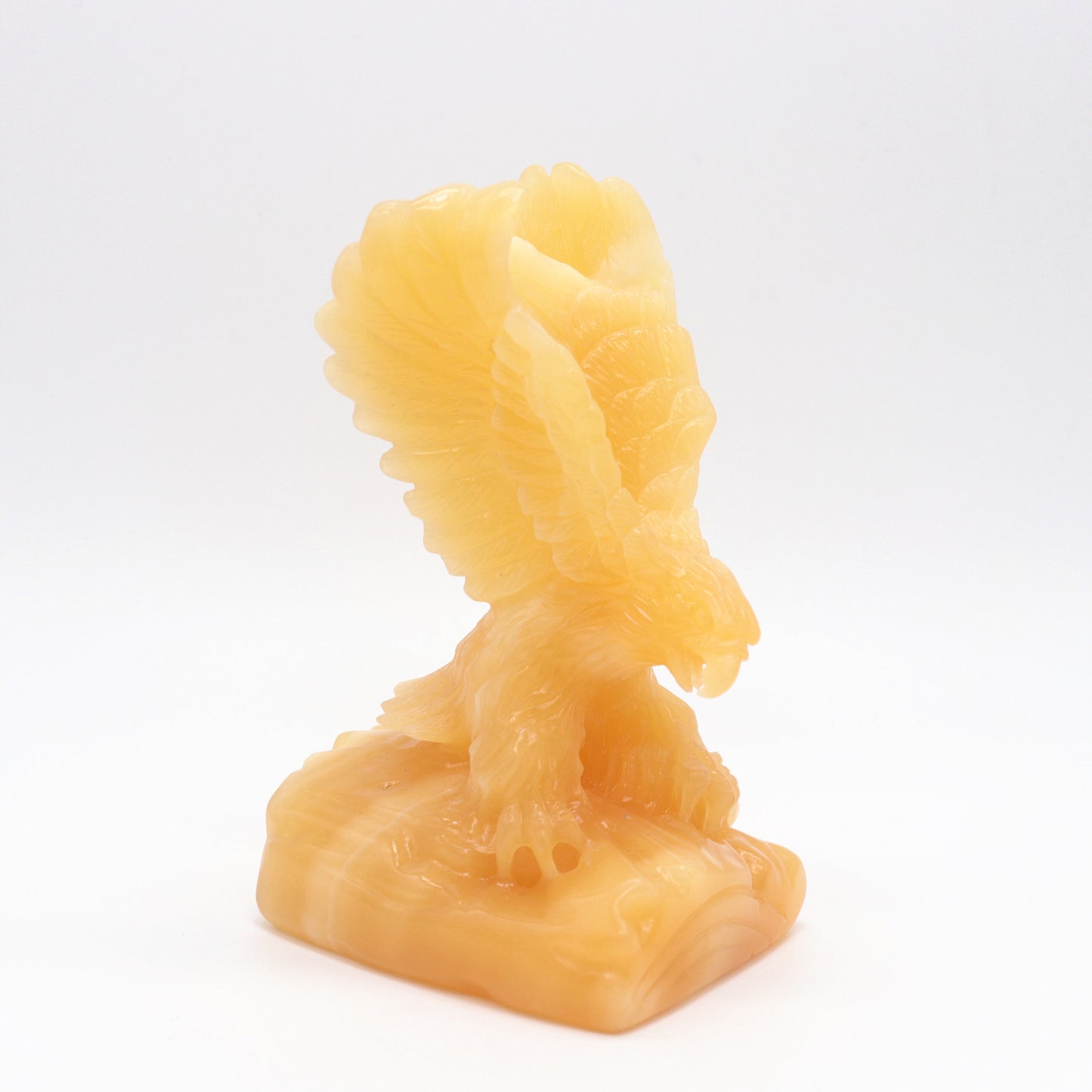 4.5" Carved Yellow Calcite Eagle Figurine Crystal Healing Decorate Gift