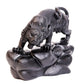 10.5" Black Obsidian Crystal Leopard Sculpture Realistic Healing Quartz Decor - crystaltreasure