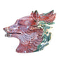 12.5LB HandCarved Ocean Japser Crystal Wolf head Cluster Geode Figurine Decor Gift - crystaltreasure