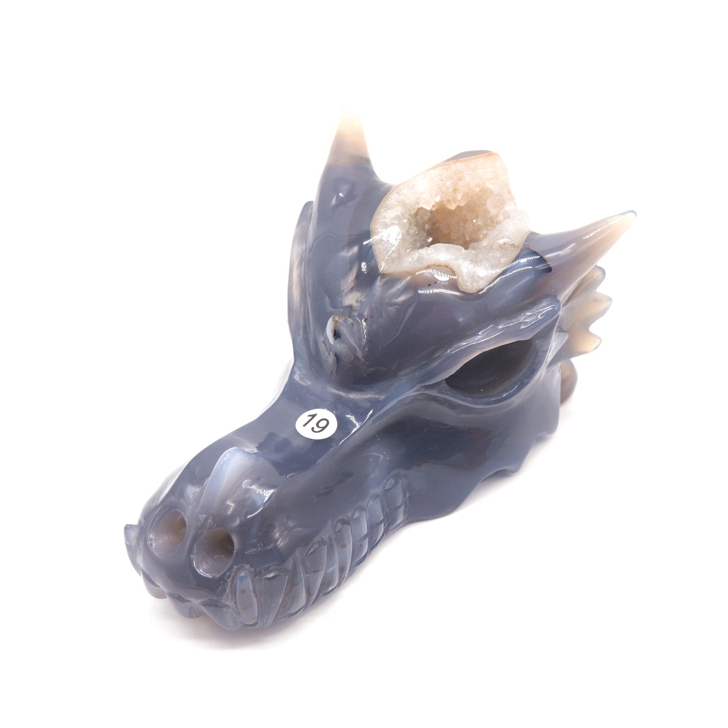 5.5" Hand Carved Druzy Agate Dragon Head Figurine Crystal Healing Reiki