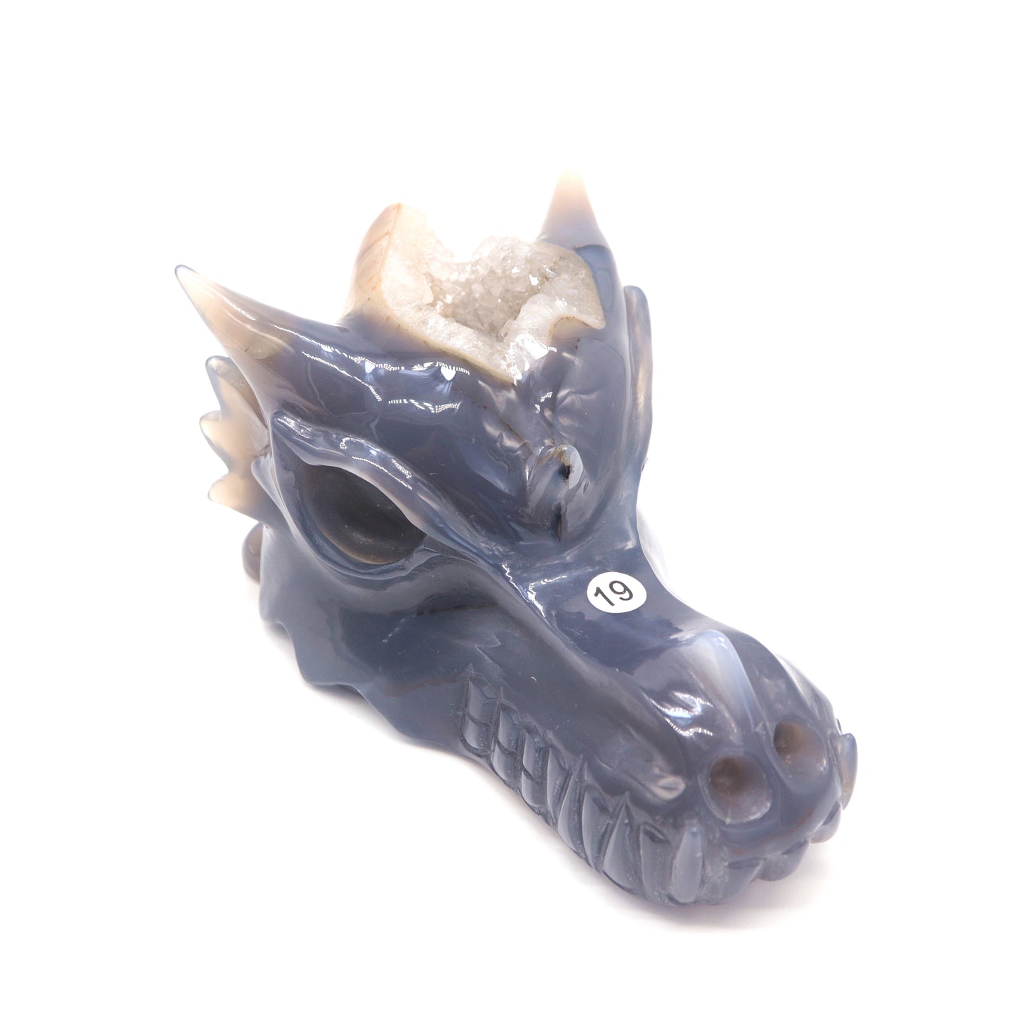 5.5" Hand Carved Druzy Agate Dragon Head Figurine Crystal Healing Reiki