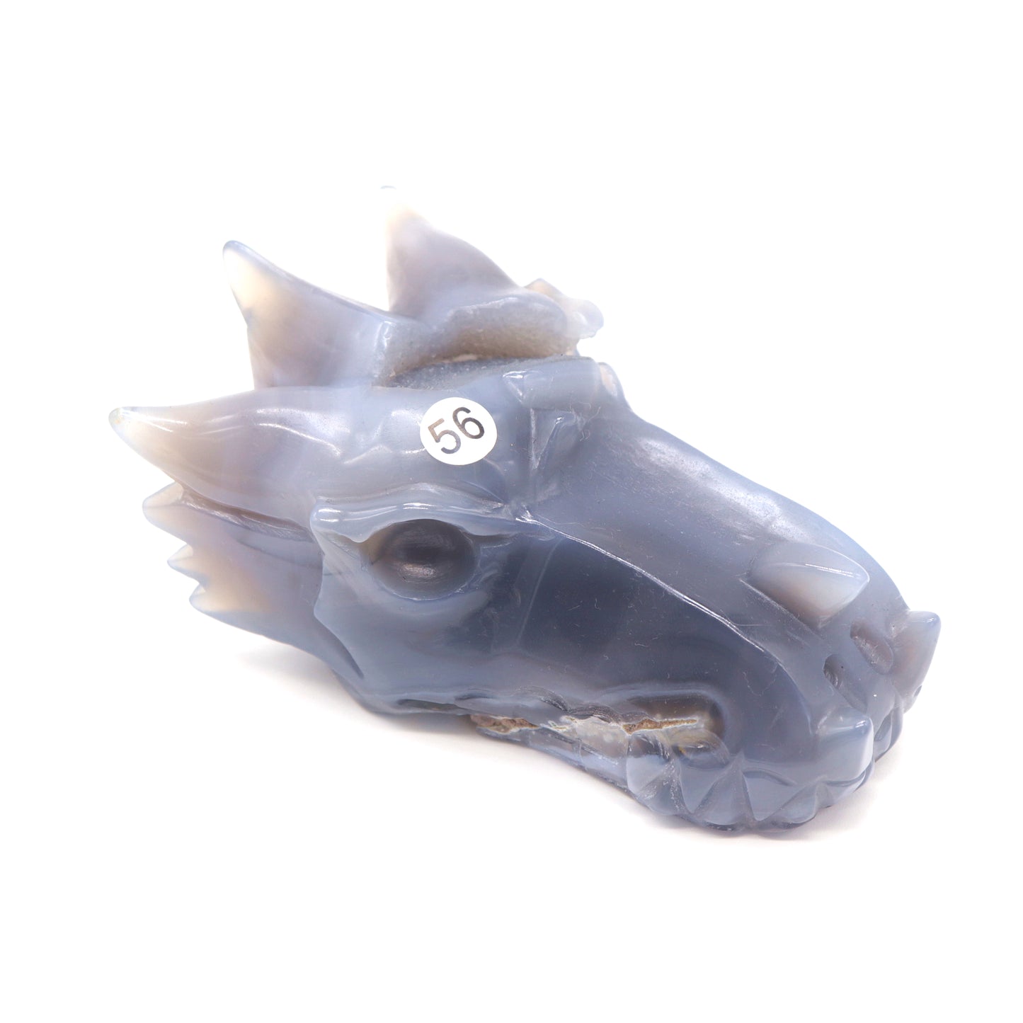 4.5" Hand Carved Druzy Agate Dragon Head Figurine Crystal Healing Reiki