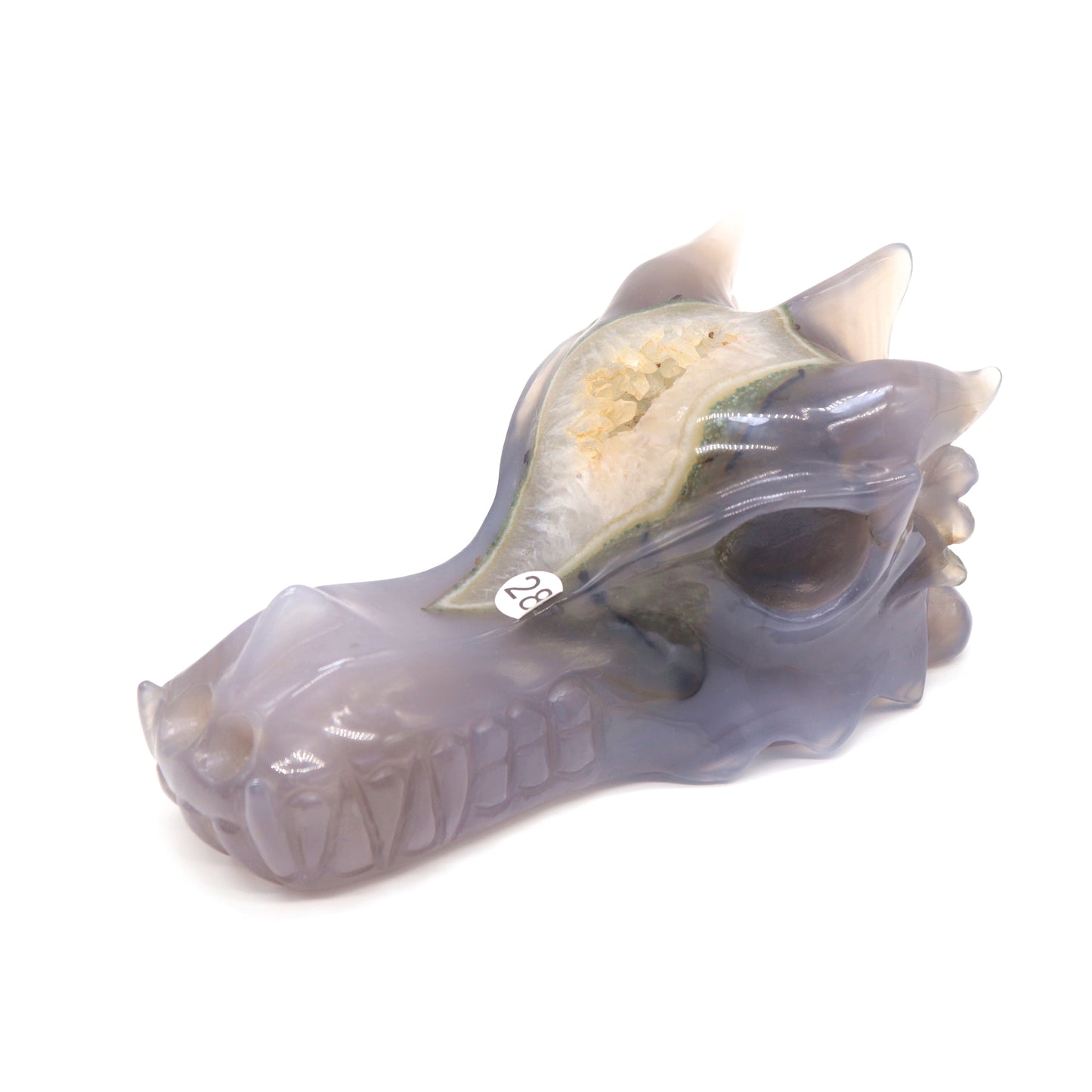 5.5" Hand Carved Druzy Agate Dragon Head Figurine Crystal Healing Reiki