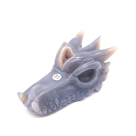 druzy agate dragon head sculpture