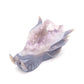 7.5" Hand Carved Agate Amethyst Geode Dragon Head Sculpture Druzy Crystal Healing Reiki