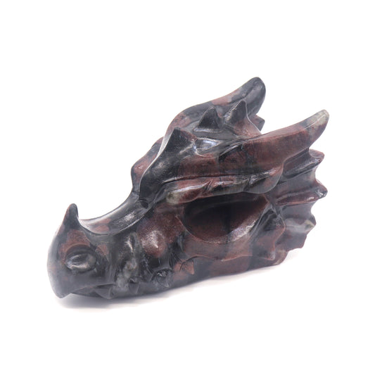 6" Natural Garnet Dragon Head Figurine Crystal Healing Reiki