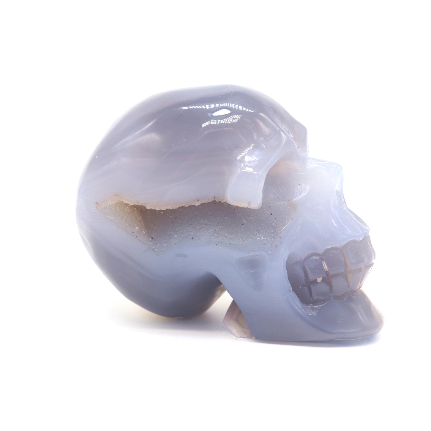 3.3" HandCarved Druzy agate Skull Crystal Healing Quartz Reiki skulls