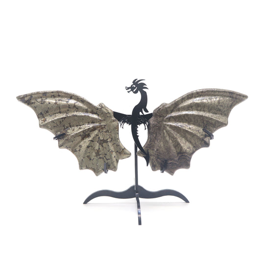 Natural Pyrite Dragon wings Crystal Healing + stand 1pc