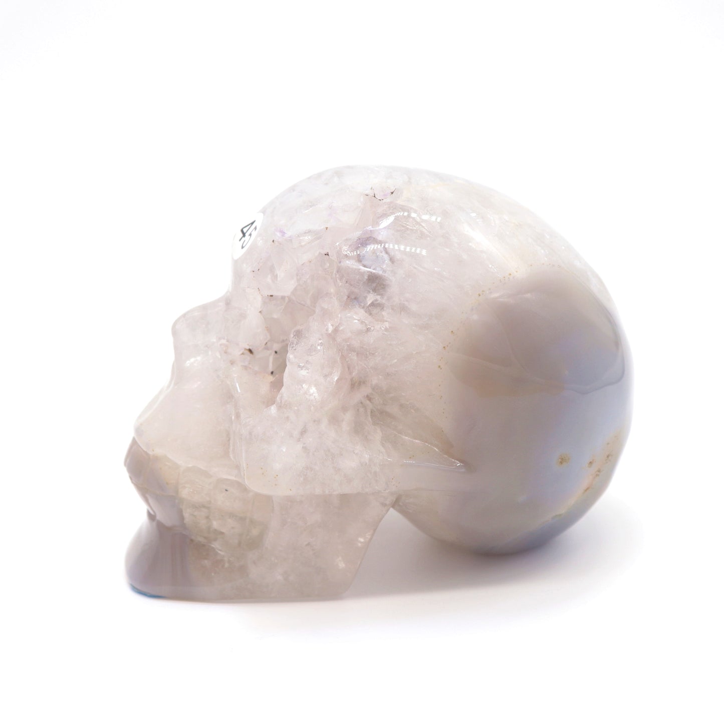 4" HandCarved Druzy agate Skull Crystal Healing Quartz Reiki Decorate Gift