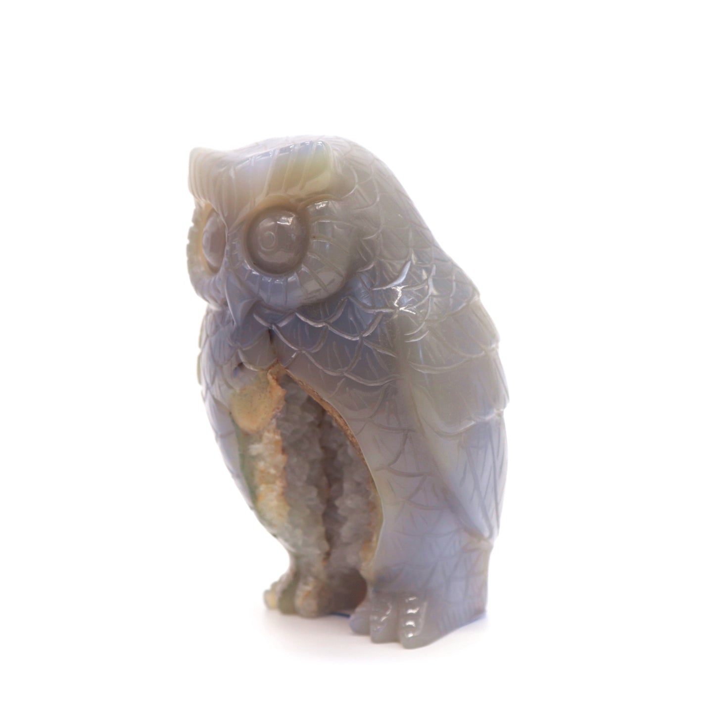 4.2" HandCarved Druzy agate Owl Crystal Healing Quartz Reiki Decorate Gift