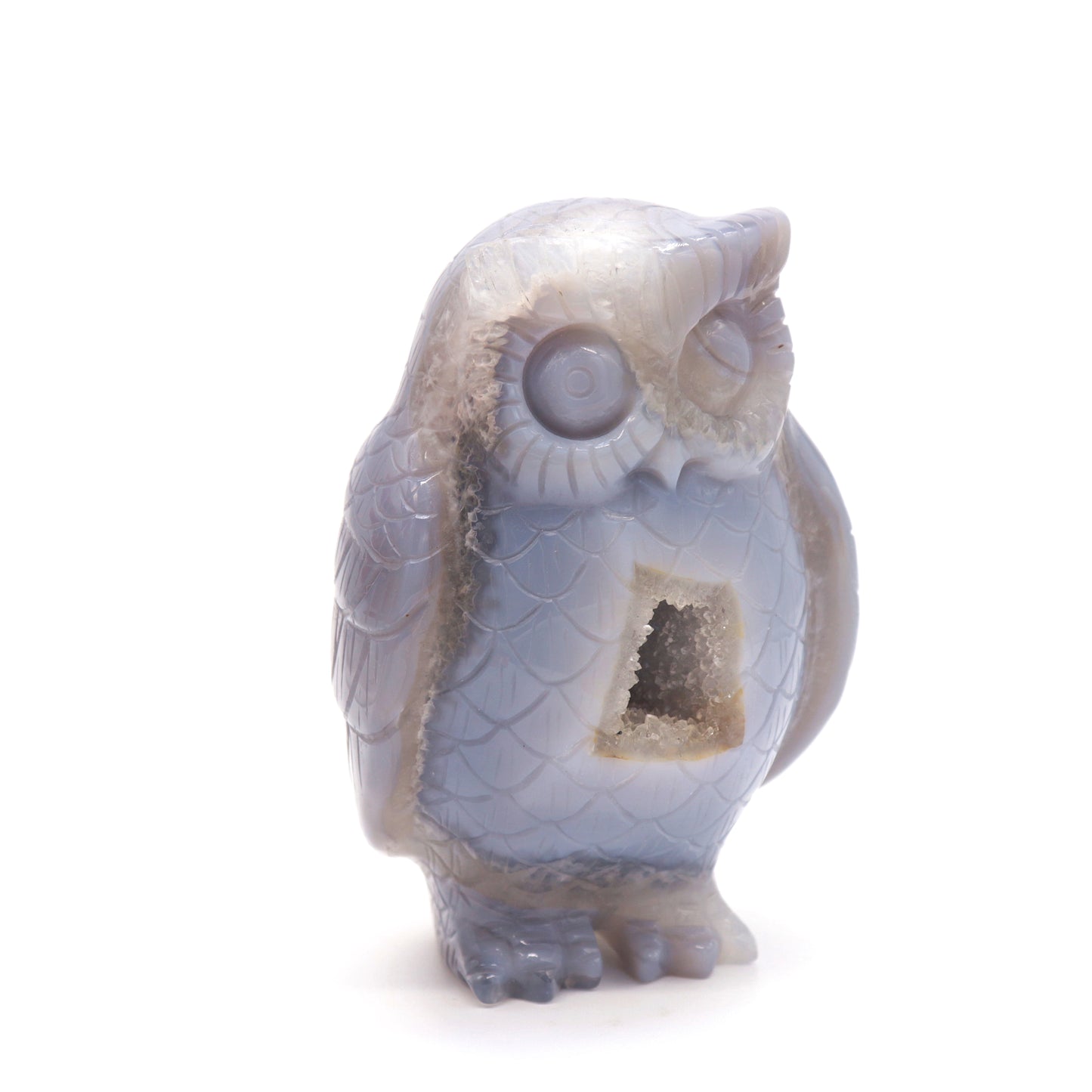 4.3" HandCarved Druzy agate Crystal Owl Quartz Reiki Decorate Gift