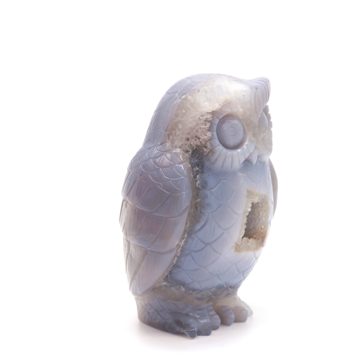4.3" HandCarved Druzy agate Crystal Owl Quartz Reiki Decorate Gift