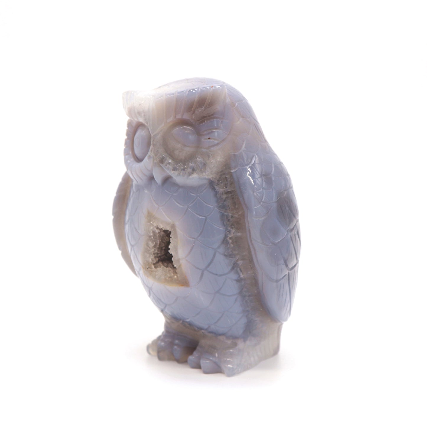 4.3" HandCarved Druzy agate Crystal Owl Quartz Reiki Decorate Gift