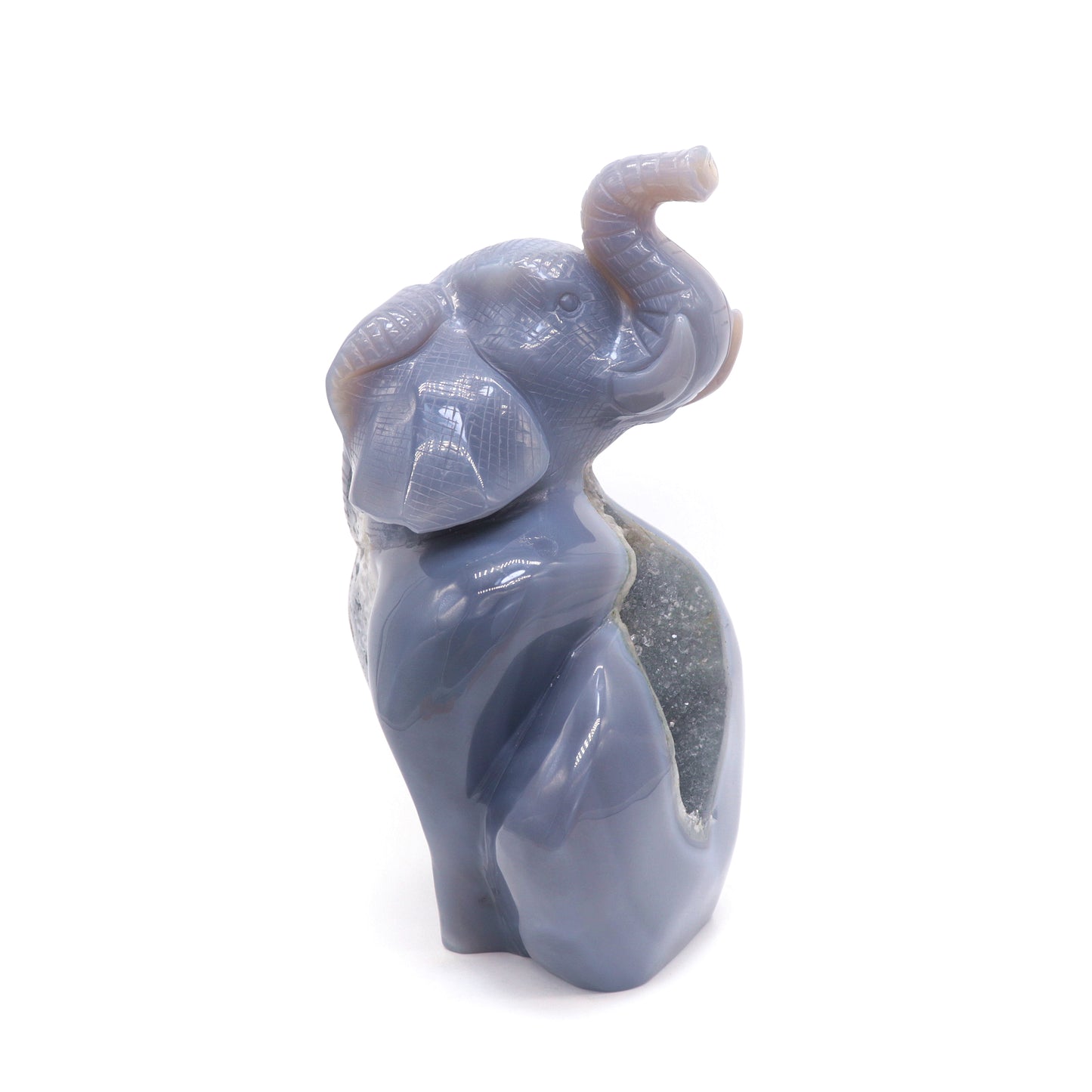 7.5" HandCarved Druzy Agate Crystal Elephant Figurine Decorate Gift