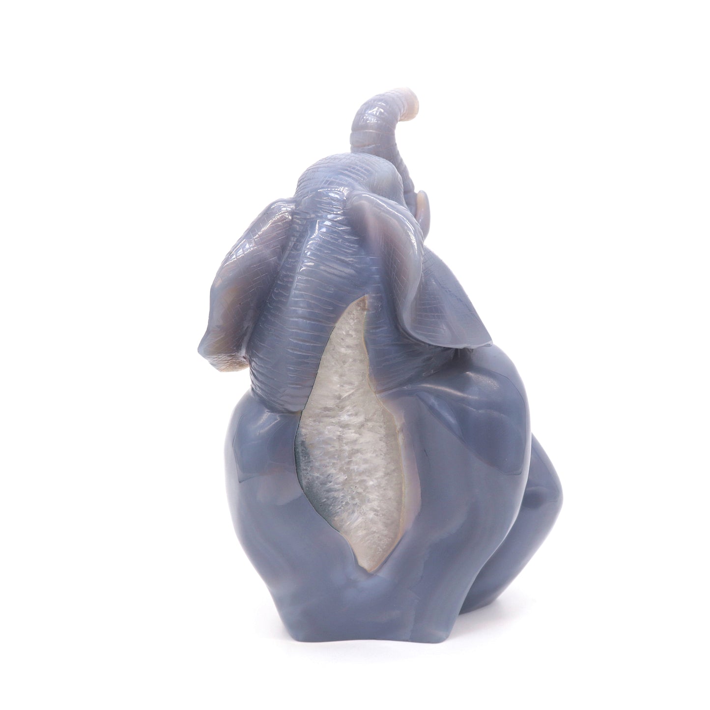 7.5" HandCarved Druzy Agate Crystal Elephant Figurine Decorate Gift