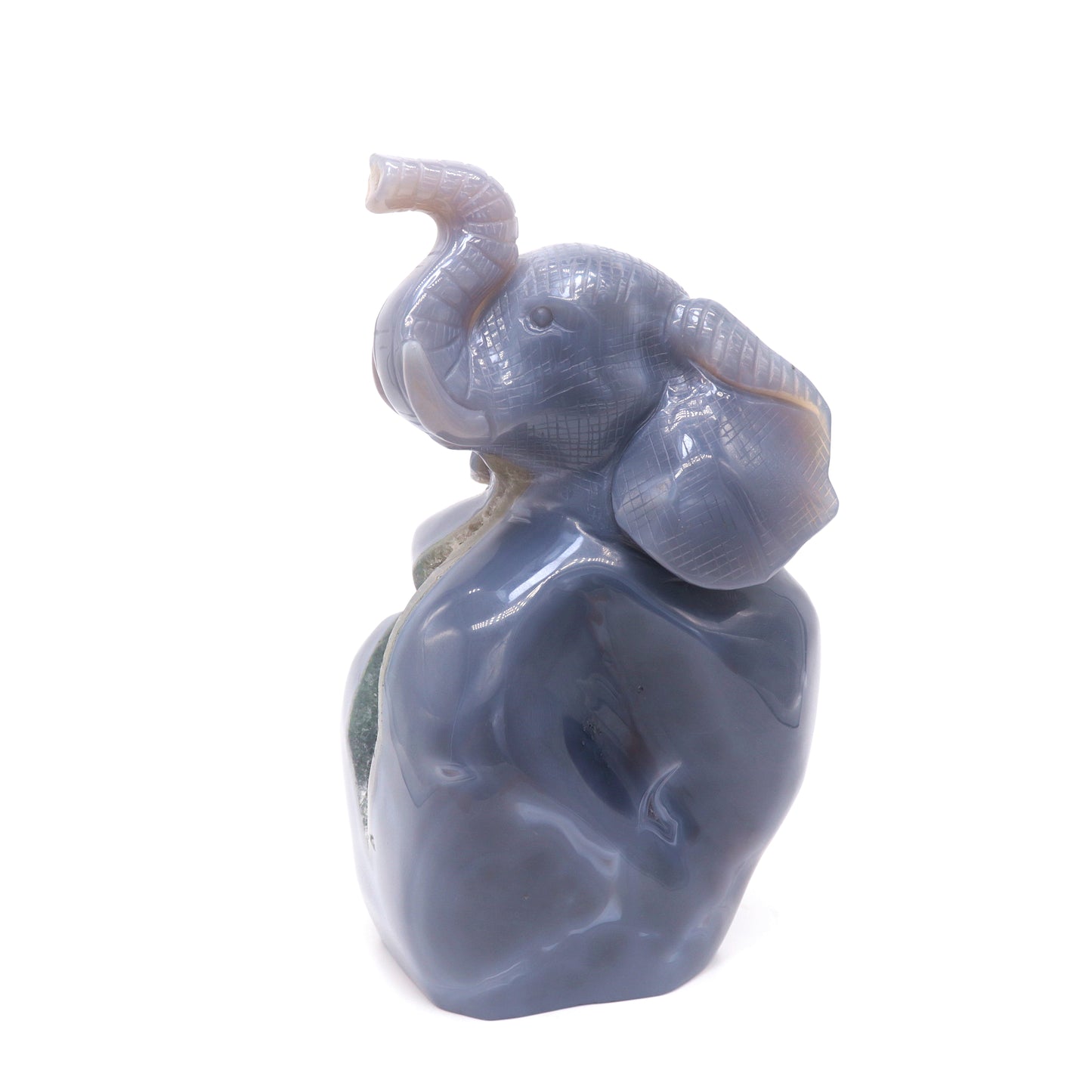 7.5" HandCarved Druzy Agate Crystal Elephant Figurine Decorate Gift