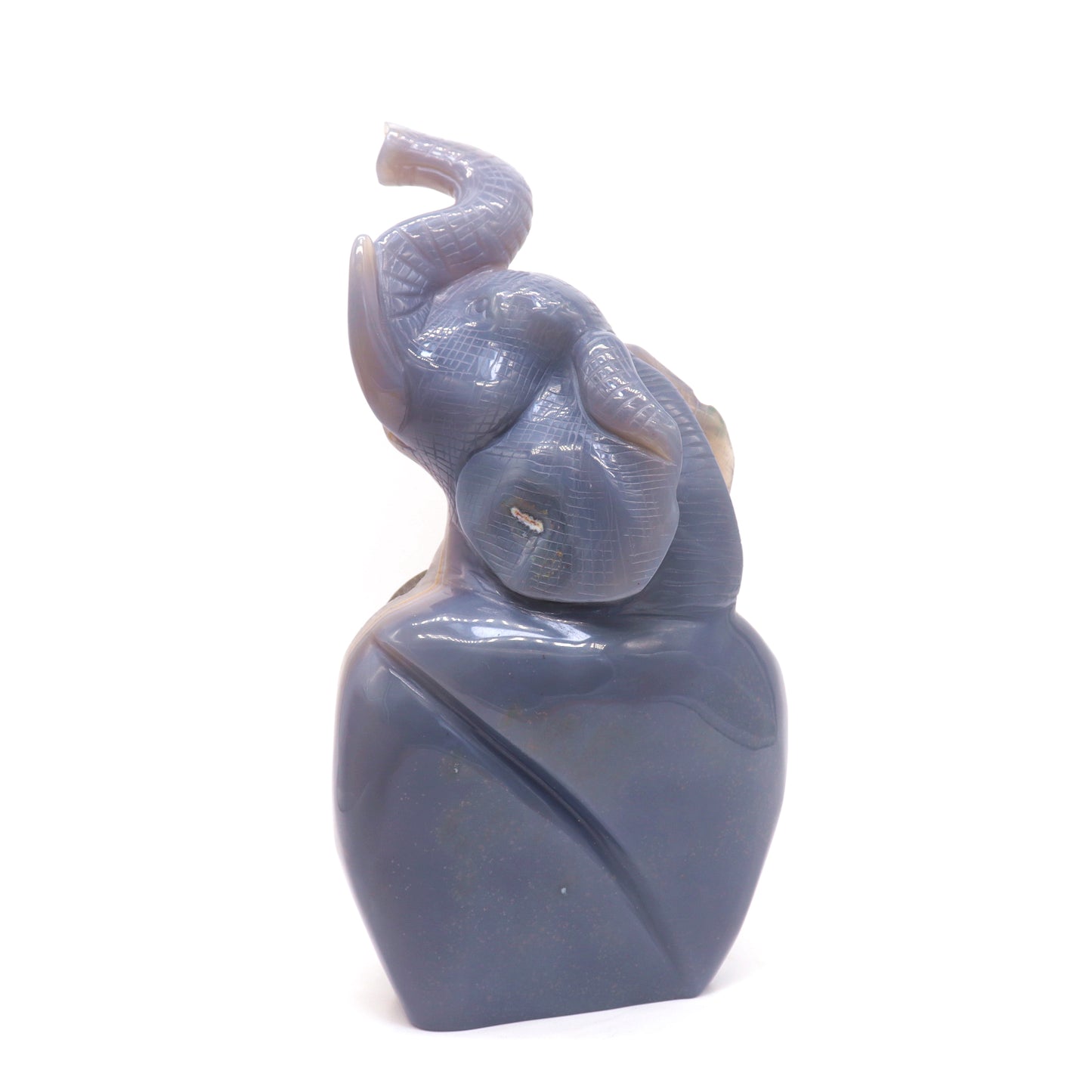 8.1" HandCarved Druzy Agate Crystal Elephant Figurine Decorate Gift