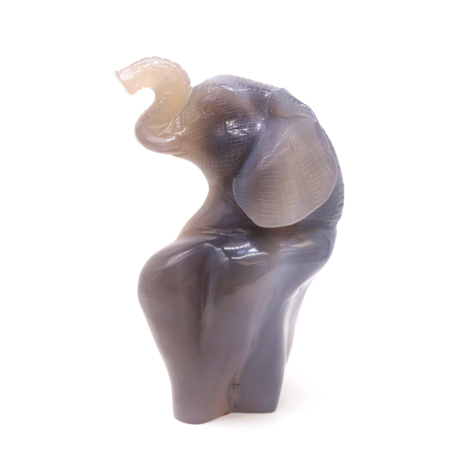 6.5" HandCarved Druzy Agate Crystal Elephant Figurine Gift
