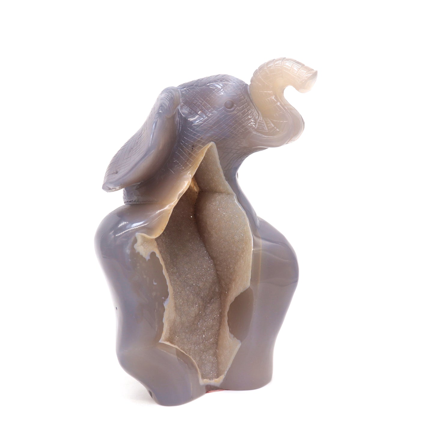 6.5" HandCarved Druzy Agate Crystal Elephant Figurine Gift