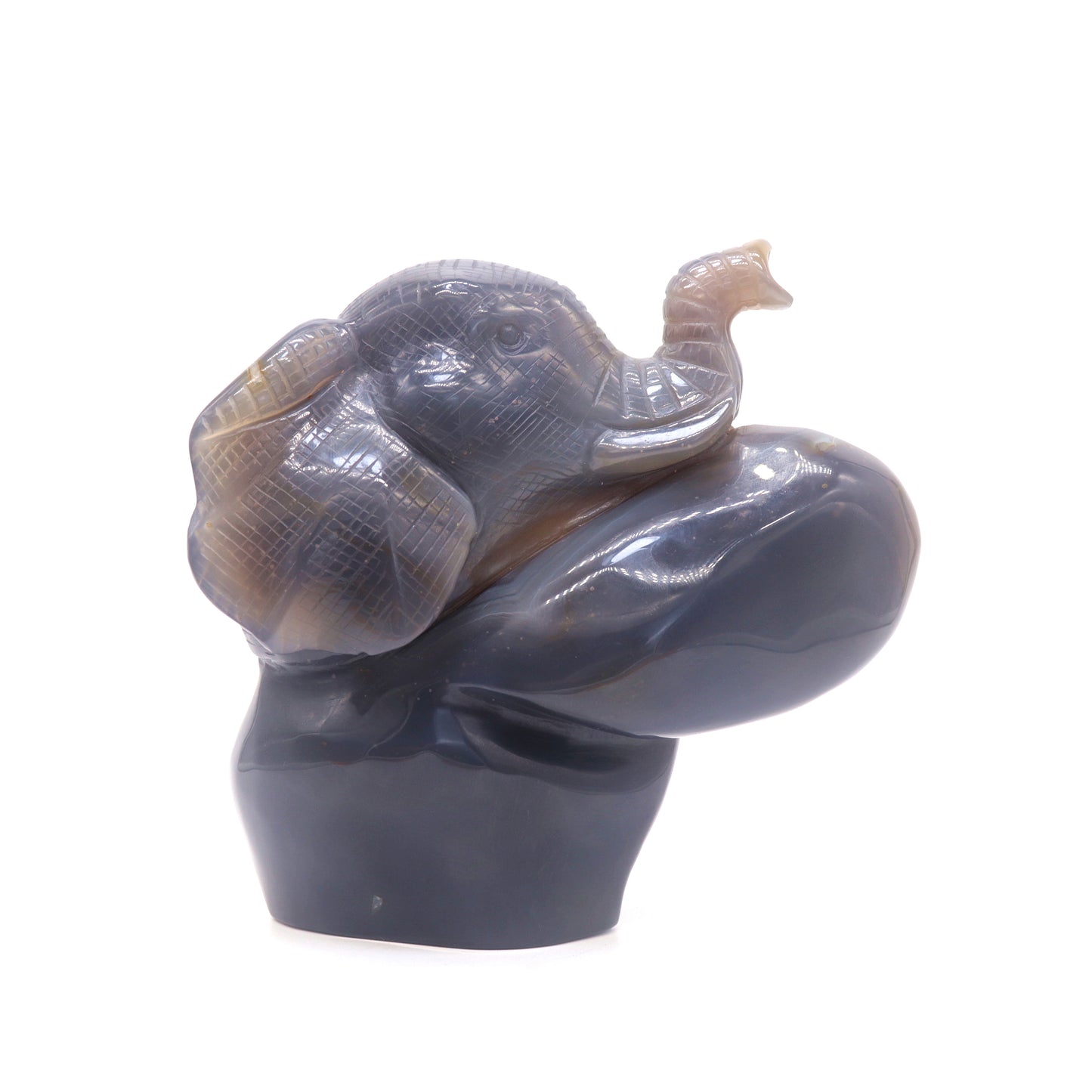 5.5" HandCarved Druzy Agate Crystal Elephant Quartz Reiki Gift