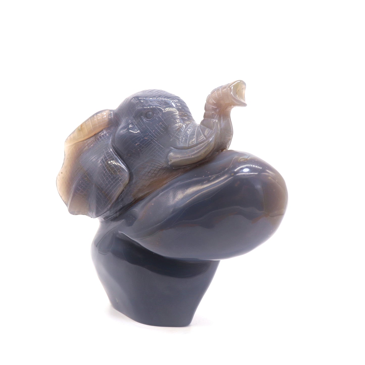 5.5" HandCarved Druzy Agate Crystal Elephant Quartz Reiki Gift