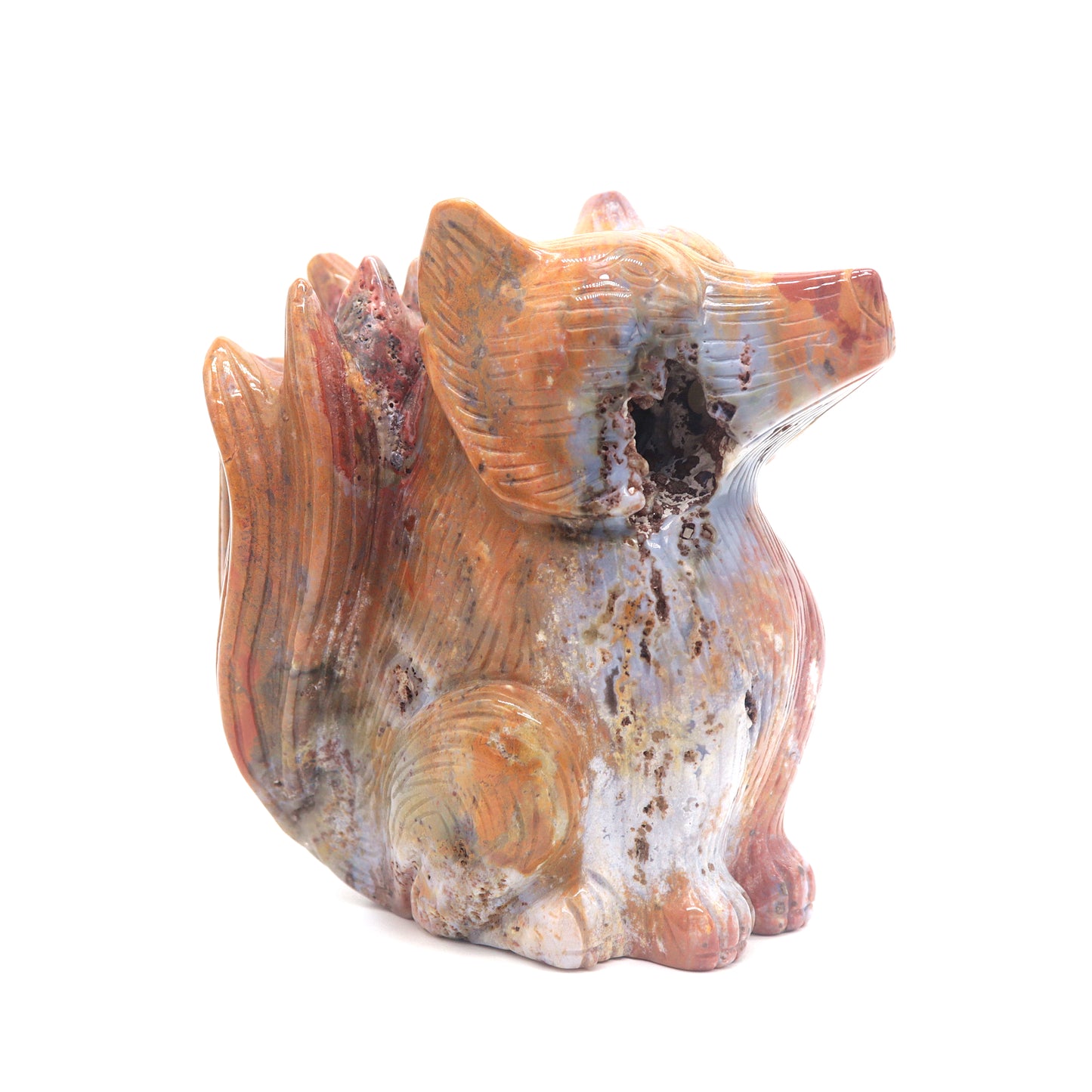 2.4lb HandCarved Ocean Jasper Nine Tail Fox Crystal Healing Quartz Reiki
