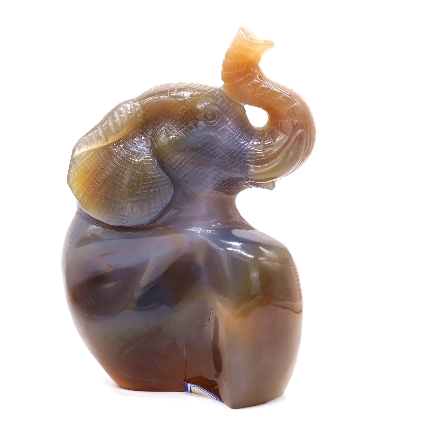 6.5" HandCarved Druzy Agate Crystal Elephant Figurine Decorate Gift