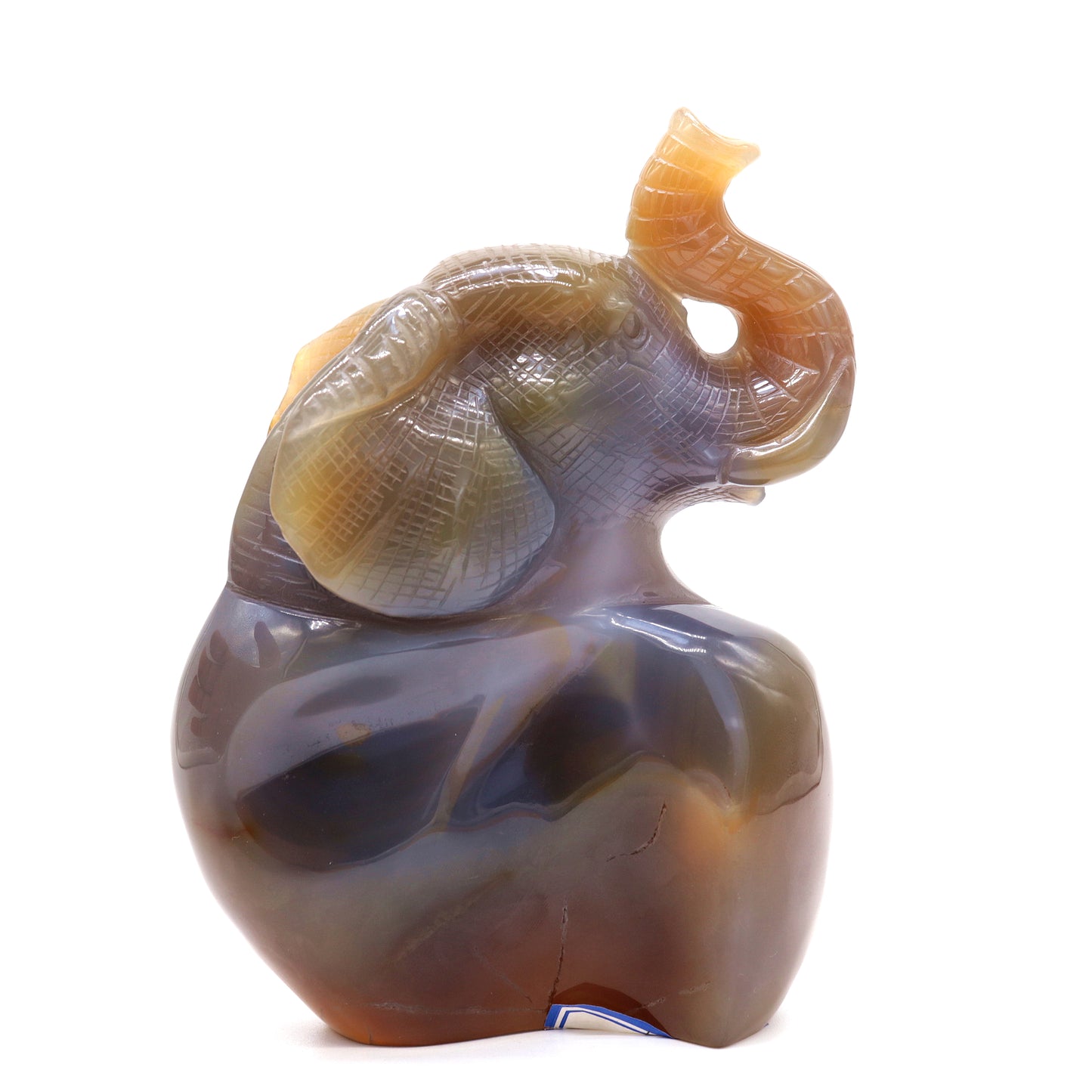 6.5" HandCarved Druzy Agate Crystal Elephant Figurine Decorate Gift