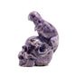 7" Dream Amethyst HandCarved Crystal Skull with Dinosaur Sculpture Reiki Healing