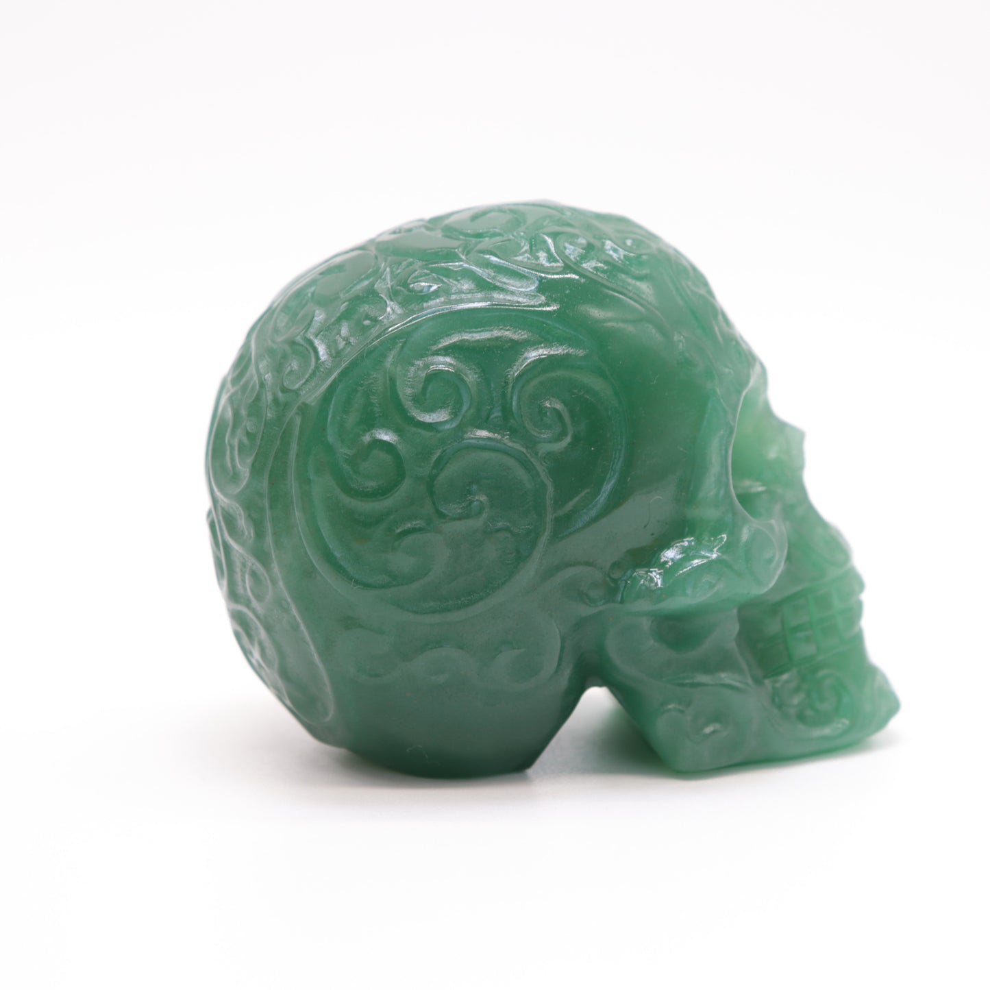 3" Green Aventurine Skull Sugar Flower Crystal Skull Healing Quartz Reiki