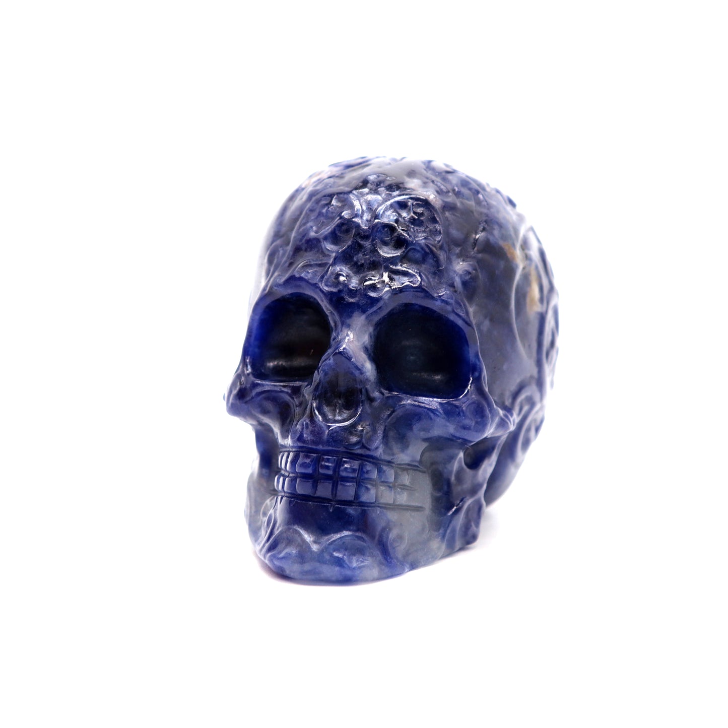 3" Sodalite Skull Sugar Flower Crystal Skull Healing Quartz Reiki