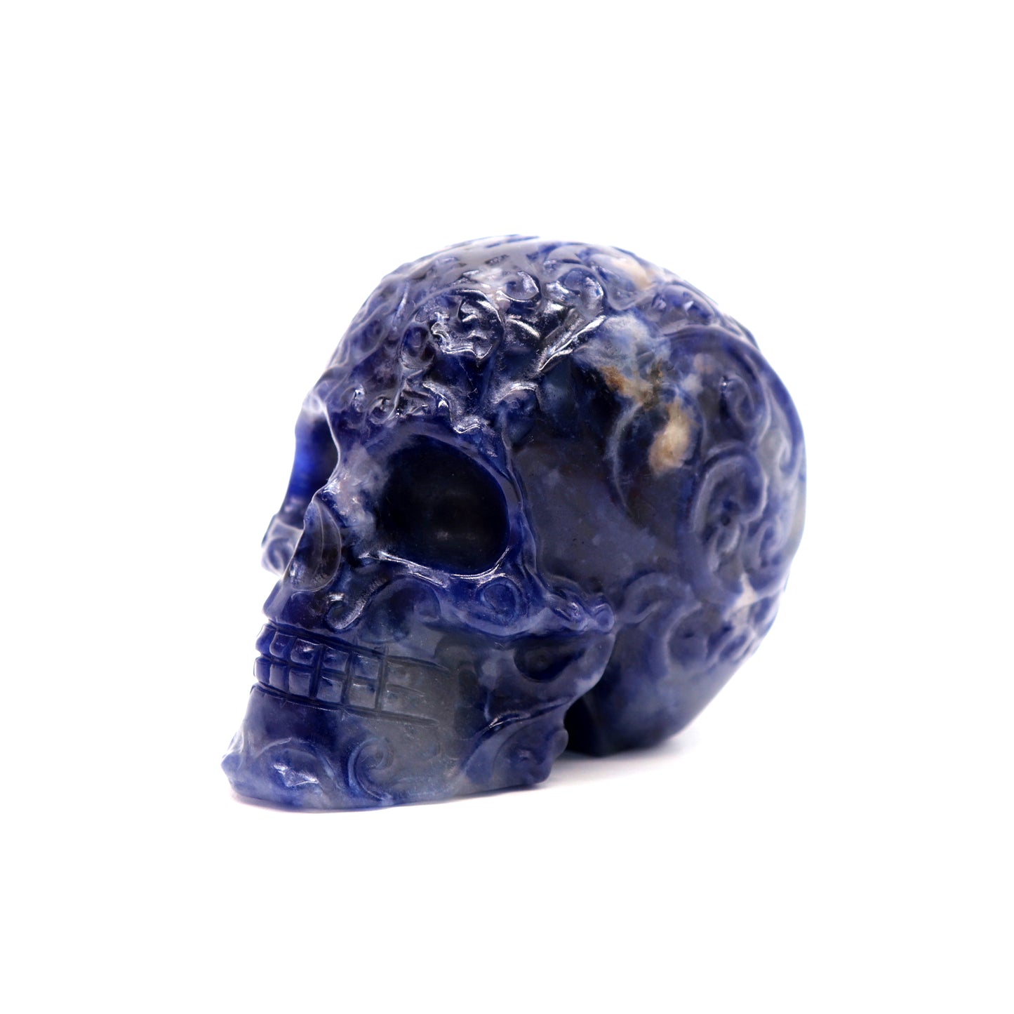 3" Sodalite Skull Sugar Flower Crystal Skull Healing Quartz Reiki