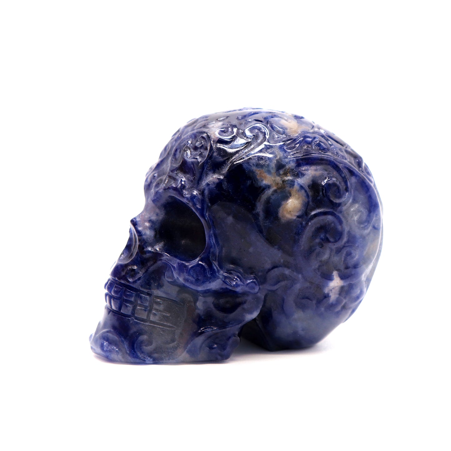 3" Sodalite Skull Sugar Flower Crystal Skull Healing Quartz Reiki