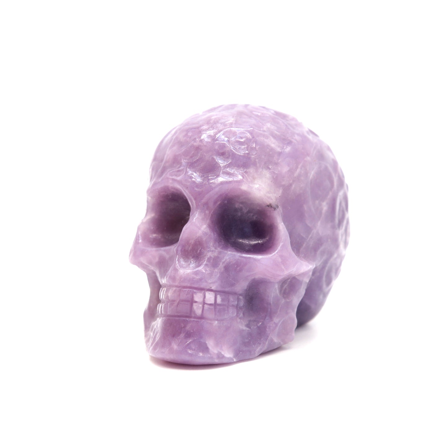 3" Lepidolite Skull Sugar Flower Crystal Skull Healing Quartz Reiki