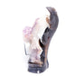 9.5" Agate Amethyst Geode Carved Lizard Skull Sculpture Realistic Crystal Healing Decor