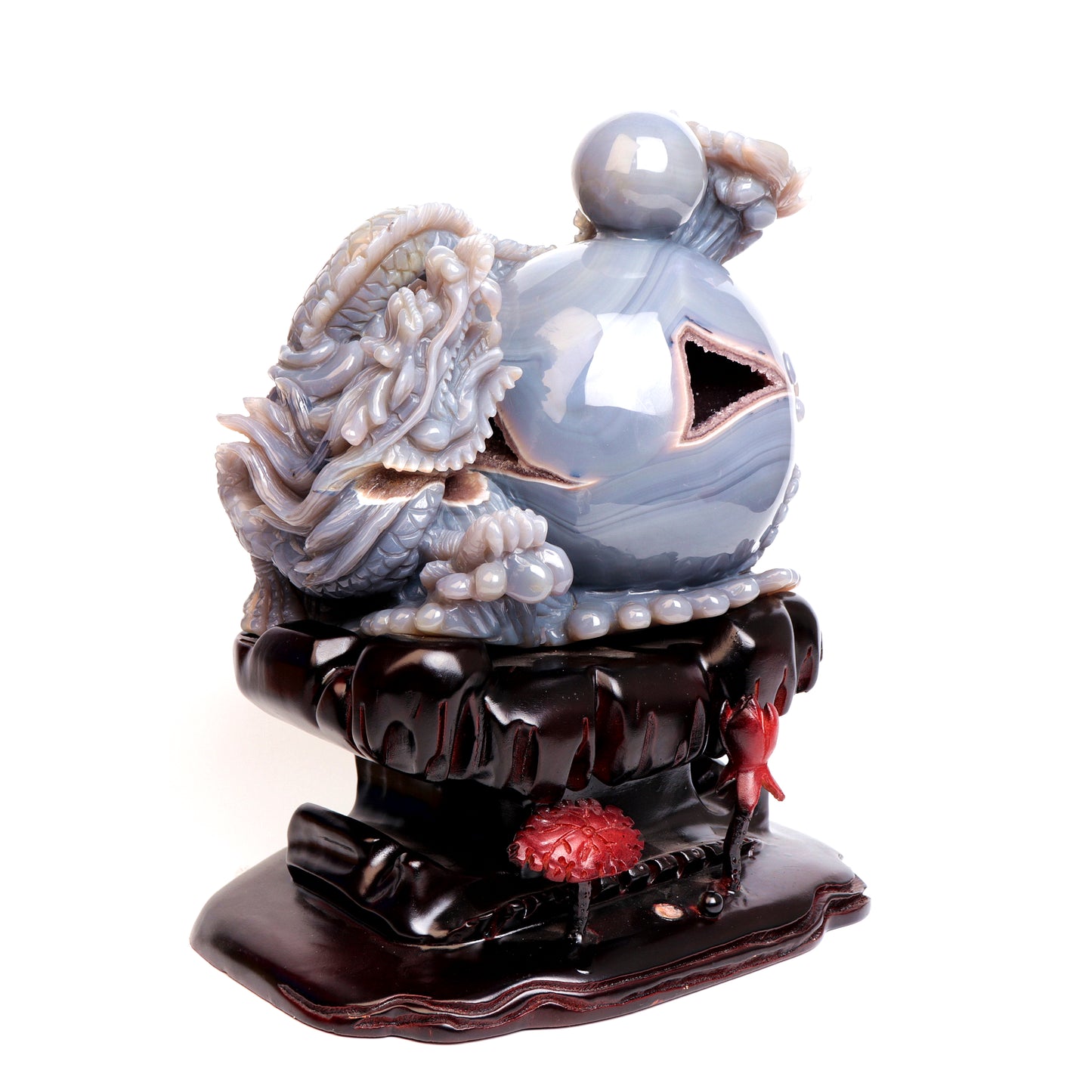 23LB Amethyst Agate Geode Crystal Dragon Sphere Sculpture Realistic Healing